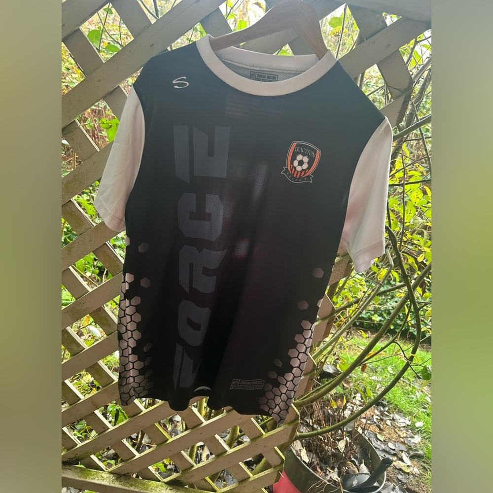 Tracyton Force SC #9 Black & White Soccer Jersey M Sterling Athletics US Flag